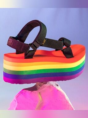 Teva Red Platform Sandal with Black Straps